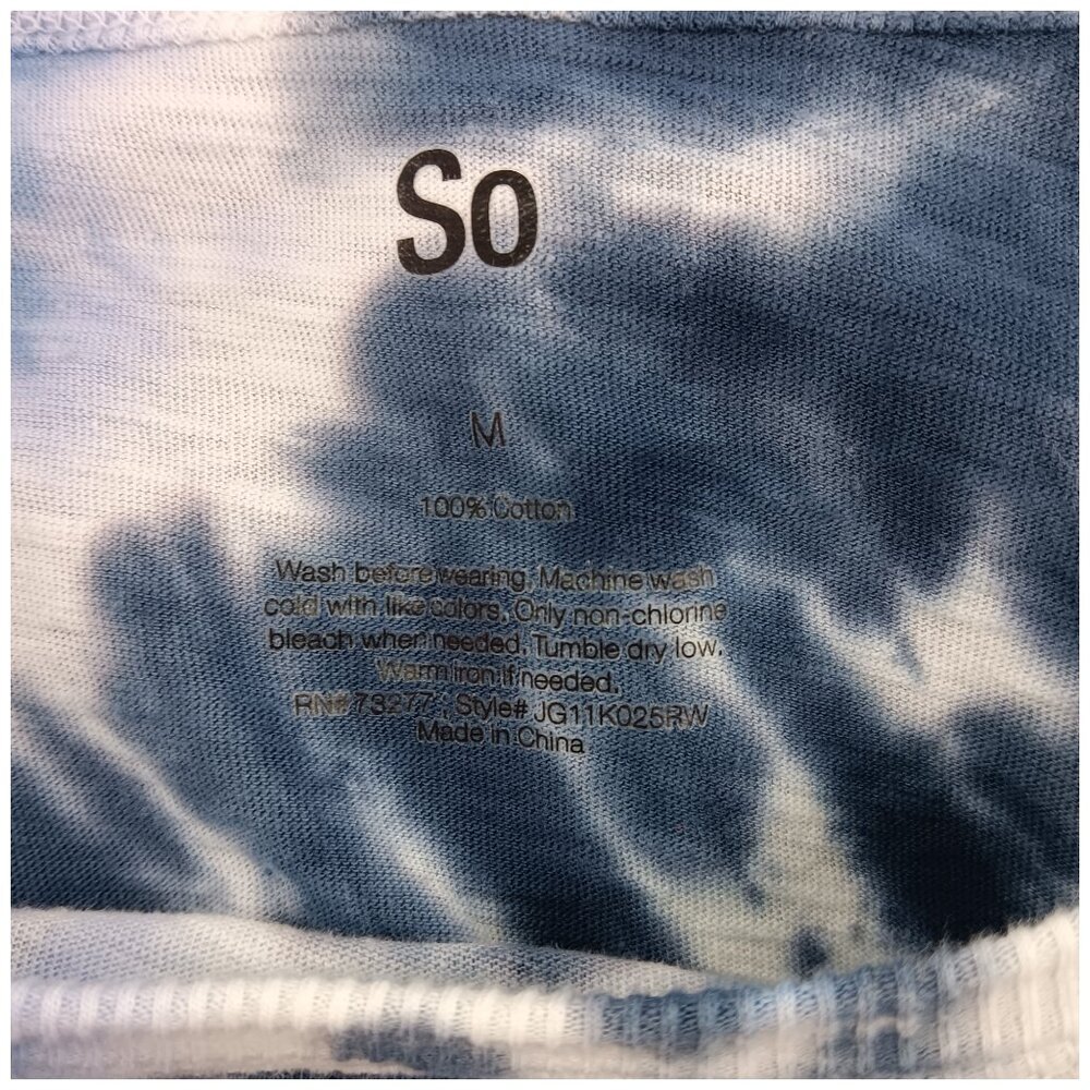SO Tie Dye T-Shirt- Women's Crop- MEDIUM- Blue- White- Cool Casual - Picture 3 of 6